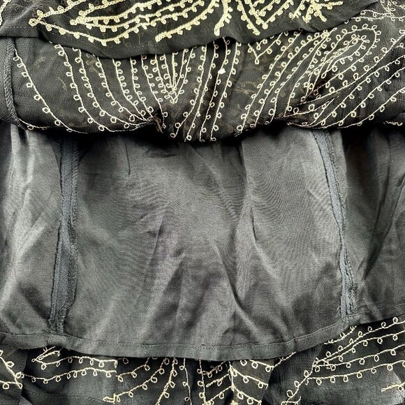 SOFT SURROUNDINGS Embroidered Midi Skirt Women’s Size M Black Tan Pleated Office - Picture 10 of 12